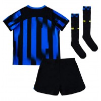 Camisa de Futebol Inter Milan Equipamento Principal Infantil 2023-24 Manga Curta (+ Calças curtas)